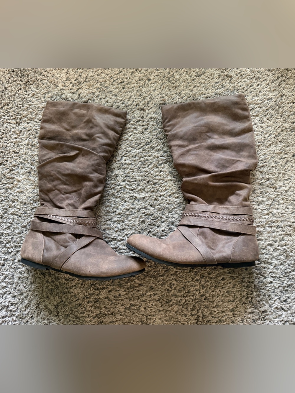 Brown Faux Suede Fashion Boots